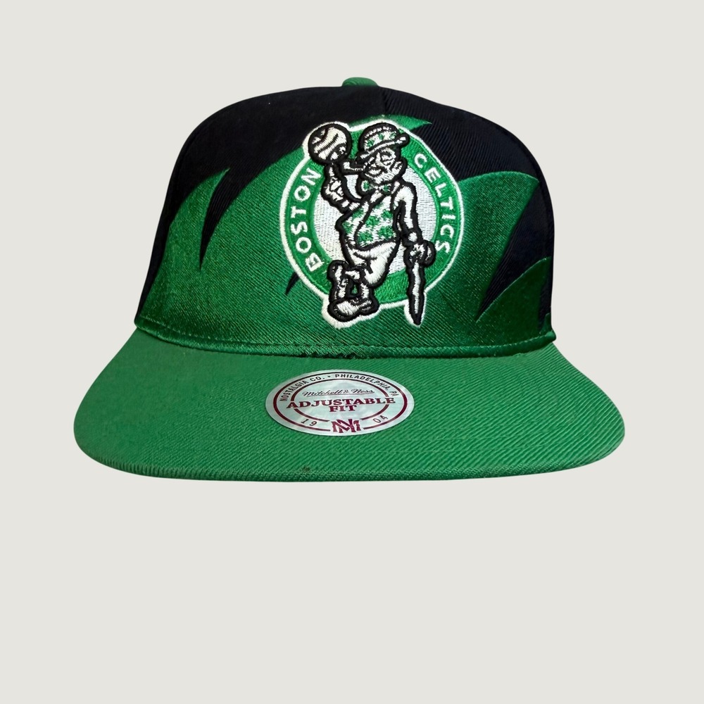 Mitchell & Ness Boston Celtics Snapback Hat Black Green Shark Tooth NBA Cap
